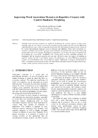 Sahala & Linden 2020. Improving Word Association Measures in Repetitive Corpora with Context Similarity Weighting. KDIR