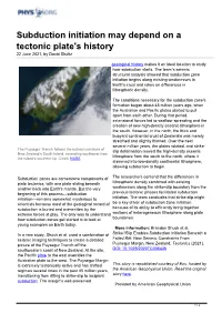Subduction Initiation May Depend on a Tectonic Plate's History 22 June 2021, by David Shultz