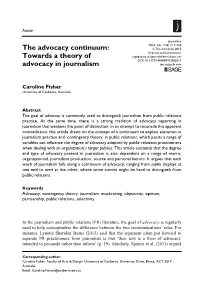 Towards a Theory of Advocacy in Journalism