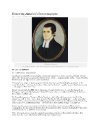 Honoring America's First Synagogue