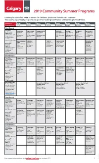 2019 Community Summer Programs