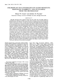 Chloroplast Dna Systematics of Lilioid Monocots: Resources, Feasibility, and an Example from the Orchidaceaei