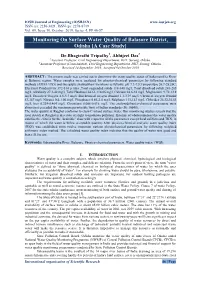 Monitoring on Surface Water Quality of Balasore District, Odisha [A Case Study]