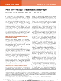 Pulse Wave Analysis to Estimate Cardiac Output