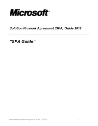 Solution Provider Agreement (SPA) Guide 2011