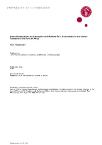Some Observations on Composite and Multiple-Text Manuscripts in the Islamic Tradition of the Horn of Africa