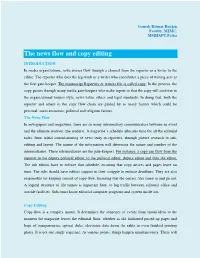 The News Flow and Copy Editing