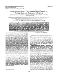 Antigen-Coated Latex Particles As a Model System for Probing Monocyte Responses in Leprosy RUMINA S