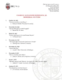 Charles Alexander Robinson, Jr. Memorial Lecture