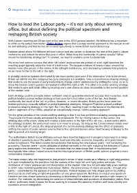How to Lead the Labour Party – It’S Not Only About Winning Office, but About Defining the Political Spectrum and Reshaping British Society