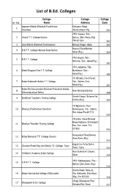 List of B.Ed & Law Exam Code List