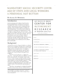 Mandatory Social Security Coverage of State and Local Workers