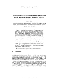Measuring Opencv.Js Performance with Wasm Execution Engine in Desktop, Embedded and Mobile Browsers