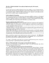 The Role of Multi-Stakeholder Partnerships in Implementing the 2030 Agenda by Felix Dodds