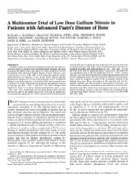 A Multicenter Trial of Low Dose Gallium Nitrate in Patients with Advanced Paget’S Disease of Bone