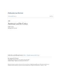 Antitrust and Its Critics Walter Adams Michigan State University