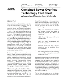 Combined Sewer Overflow Technology Fact Sheet Alternative Disinfection Methods