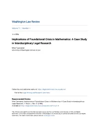 Implications of Foundational Crisis in Mathematics: a Case Study in Interdisciplinary Legal Research