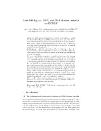 Last Fall Degree, HFE, and Weil Descent Attacks on ECDLP