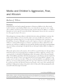 Media and Children's Aggression, Fear, and Altruism