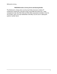 PISA Mathematics Literacy Items and Scoring Guides