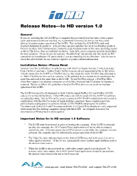 Release Notes—Io HD Version 1.0