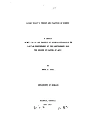Robert Frostâ•Žs Theory and Practice of Poetry