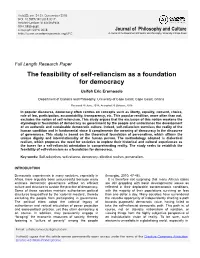 The Feasibility of Self-Reliancism As a Foundation for Democracy