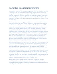 Cognitive Quantum Computing