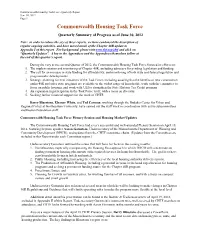 Commonwealth Housing Task Force Quarterly Report June 30, 2012 Page 1
