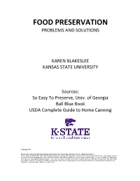 Food Preservation Problems and Solutions