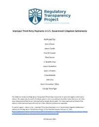 Improper Third-Party Payments in U.S. Government Litigation Settlements