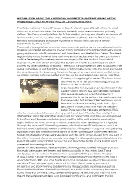 Information About the Karoo for Your Better Understanding of the Wilderness Area That You Will Be Adventuring Into