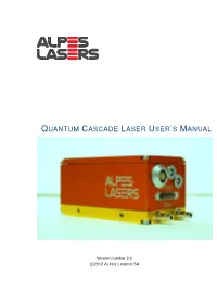 Quantum Cascade Laser User's Manual
