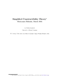 Simplified Constructibility Theory∗