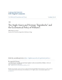The Anglo-Saxon and Norman "Eigenkirche" and the Ecclesiastical Policy of William I