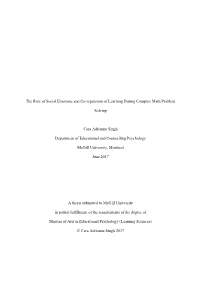 The Role of Social Emotions and Co-Regulation of Learning During Complex Math Problem