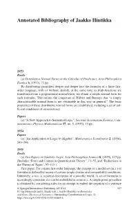 Annotated Bibliography of Jaakko Hintikka