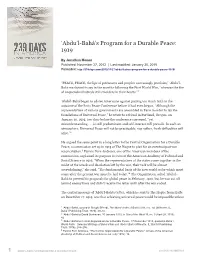 L-Bahá's Program for a Durable Peace, 1919