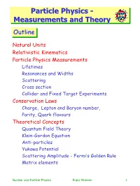 Particle Physicsphysics -- Measurementsmeasurements Andand Theorytheory