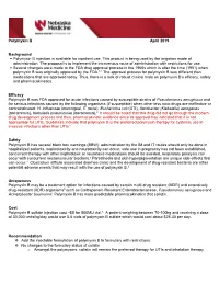 Polymyxin B April 2019 Background Polymyxin B Injection Is Available