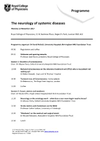 Programme the Neurology of Systemic Diseases