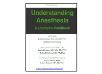 Understanding Anesthesia a Learner's Handbook