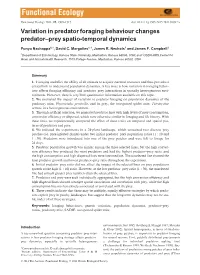 Variation in Predator Foraging Behaviour Changes Predator–Prey Spatio-Temporal Dynamics