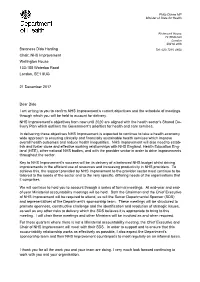 Dear Dido I Am Writing to You to Confirm NHS Improvement's Current Objectives and the Schedule of Meetings Through Which You W