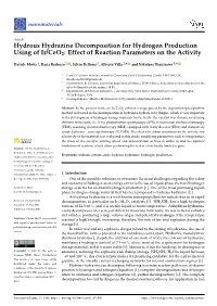 Hydrous Hydrazine Decomposition for Hydrogen Production Using of Ir/Ceo2: Effect of Reaction Parameters on the Activity