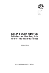 JOB and WORK ANALYSIS Guidelines on Identifying Jobs for Persons with Disabilities