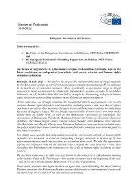 Joint Statement on the Use of Migrants to Destabilise Lithuania