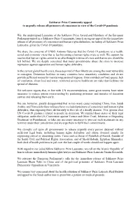 Sakharov Prize Community Appeal to Urgently Release All Prisoners of Conscience in View of the Covid-19 Pandemic