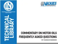 Commentary on Motor Oils Frequently Asked Questions